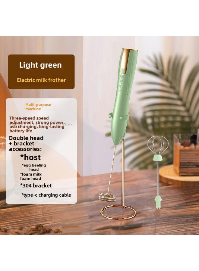 Electric Egg Beater Milk Frother Whisk Coffee Mixer J-16 Green Double-Head Bracket 2 (Cross-Border Small Package)